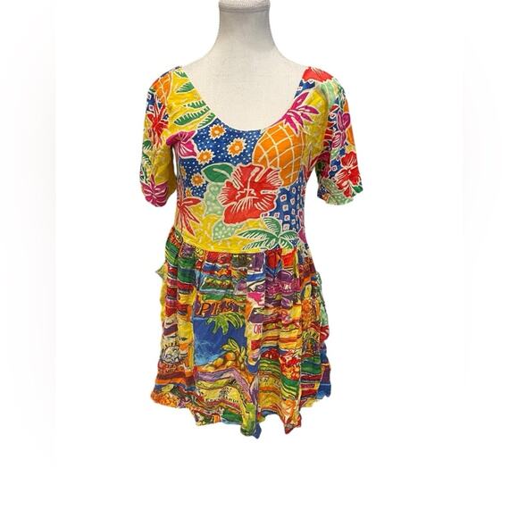 Jams World Tops - Jams World Floret Hattie Dress Tropical Hawaiian Floral Wearable Art Size S
